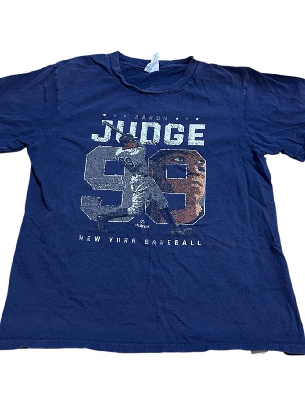 New York Yankees Aaron Judge #99 Graphic T-Shirt Navy Blue Youth Medium